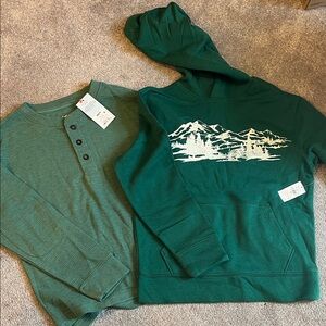 Cat & Jack Forest Green Henley and Hoodie Set